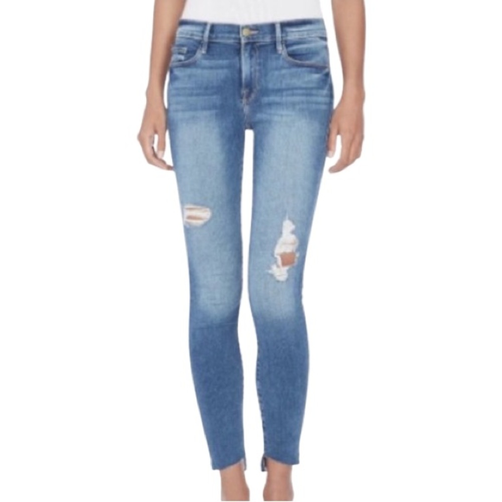 FRAME Denim Los Angeles Distressed Le Skinny de Jeanne Timber Size 25 EUC